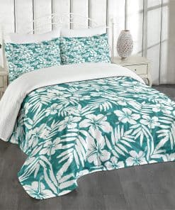 Colcha Lunarable Leaf, Abstracto Hawaiano Exótico Flores de