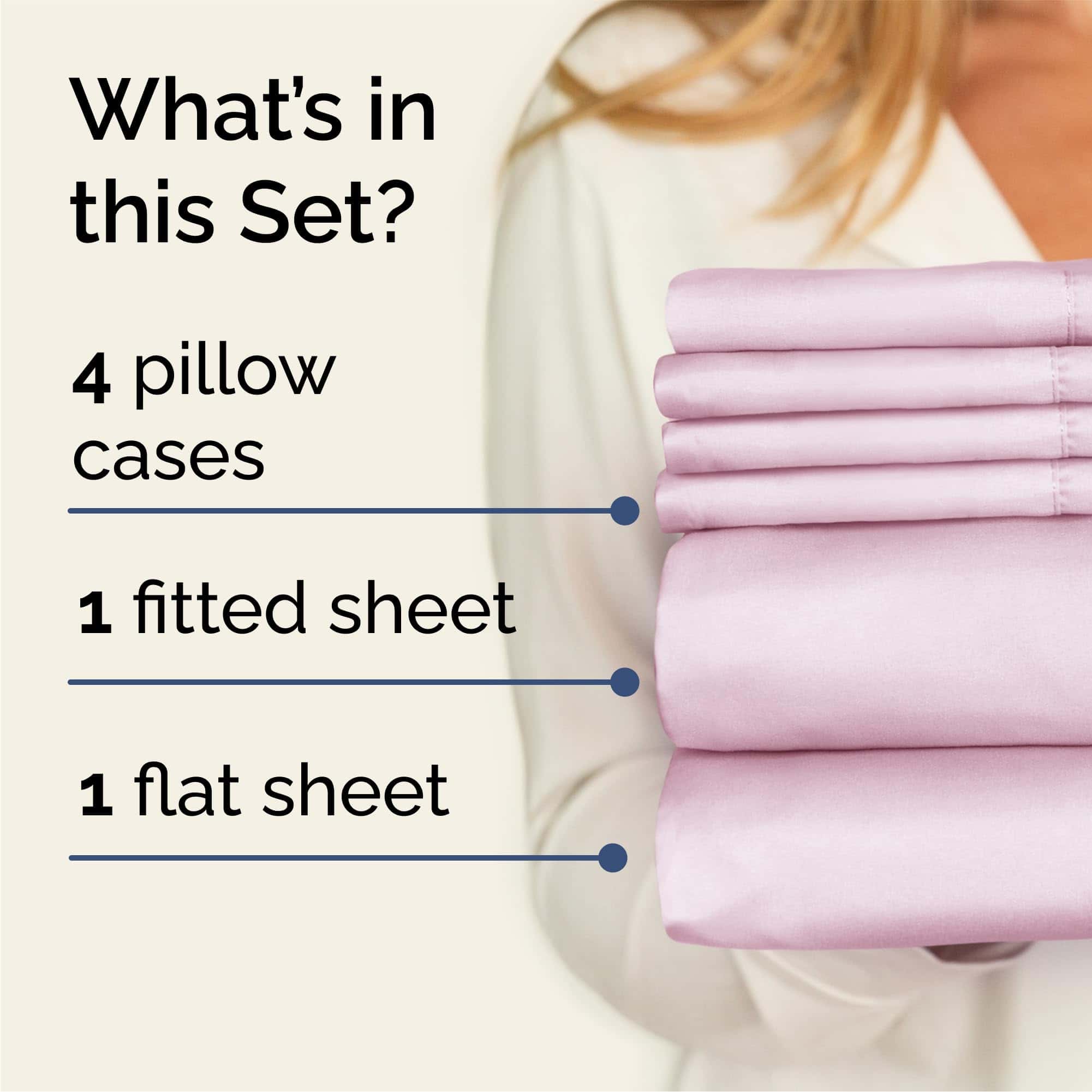 Juego de sábanas de 6 piezas Queen - Cómodas, -Rosa Claro - Imagen 3