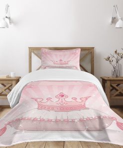 Colcha Lunarable de Dibujos Animados, Corona Real Rosa en