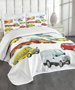 Colcha Decorativa Lunarable Cartoon, Estilo Vehículos Coche