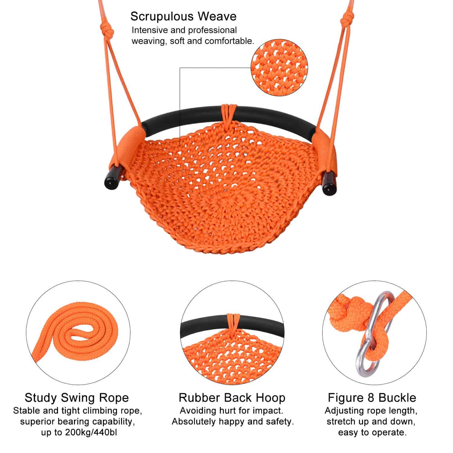 Asiento de columpio para niños JKsmart con cuerda - Imagen 6