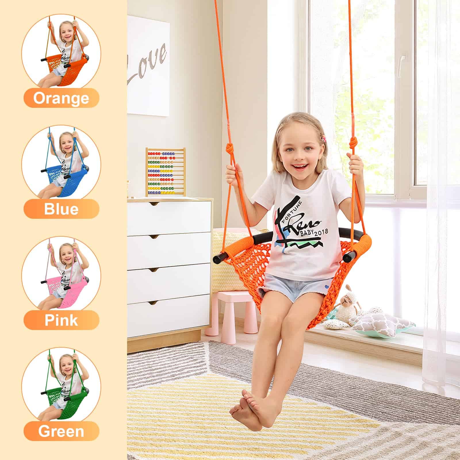 Asiento de columpio para niños JKsmart con cuerda - Imagen 4