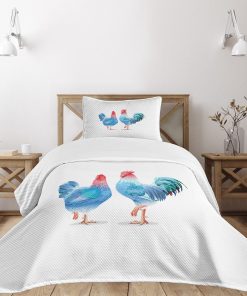 Colcha Lunarable de Gallina, Gallo Azul y Gallina Animales