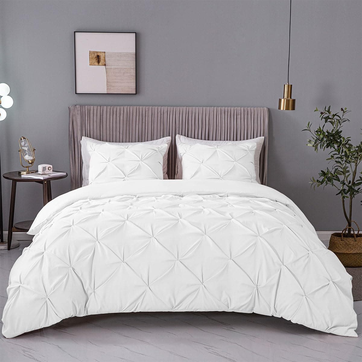 ASHLEYRIVER Juego de Funda Nórdica Plisada de 3 Piezas con