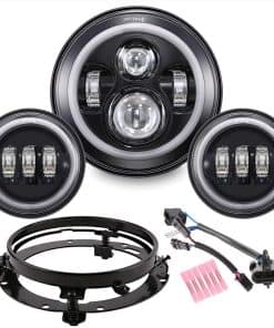 Kit de faros Halo LED de 7" para motocicleta con luces de