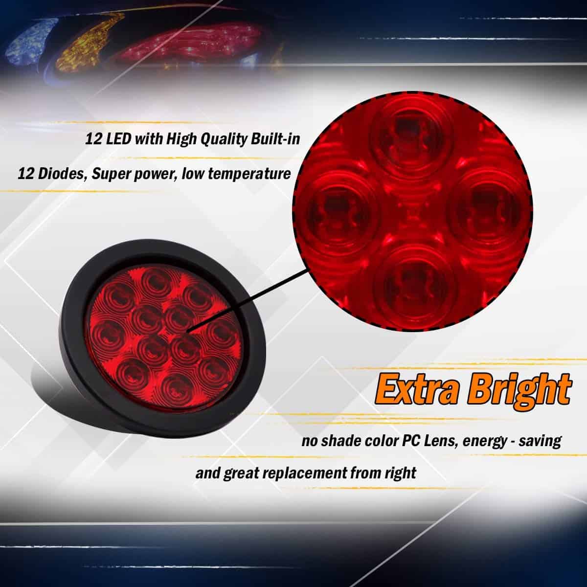 (Pack de 6) Meerkatt 4 Pulgadas 2 Ámbar + 2 Rojo + 2 Blanco - Imagen 6