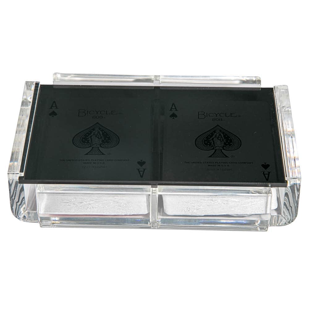 Luxe Dominoes Modern Elegant Playing Card Holder Tray with