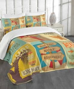Edredón Lunarable Surf, Carteles Retro Grupo Tema de