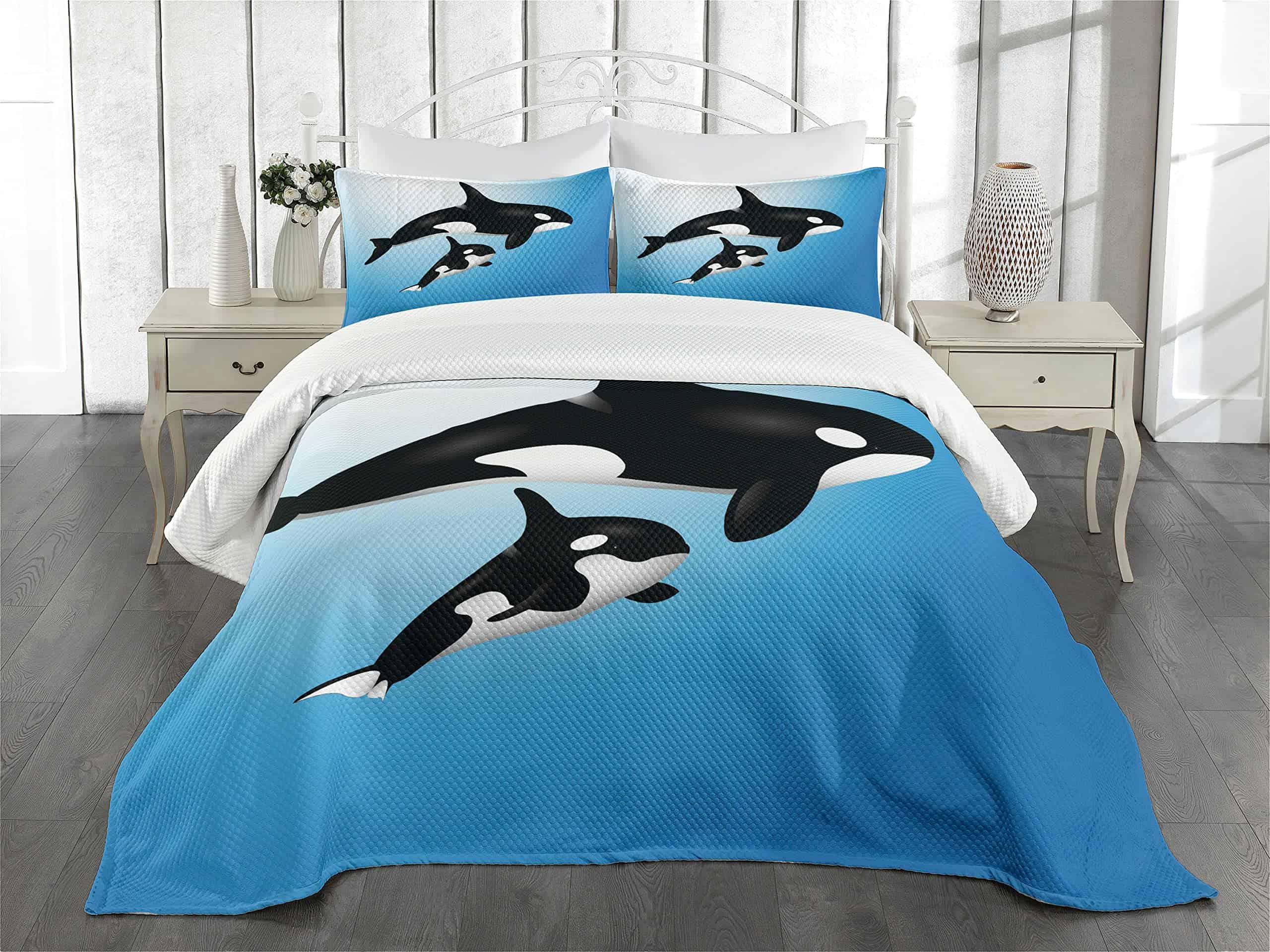 Colcha Lunarable de Ballena, Familia de Orcas Madre y - Imagen 3
