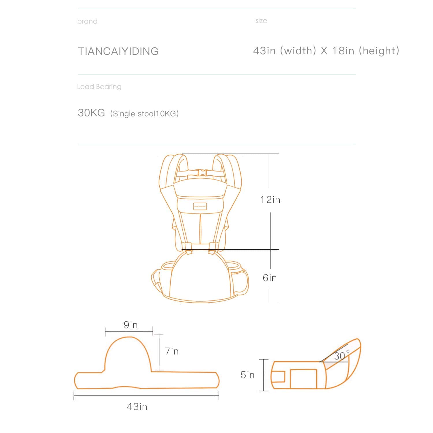 Portabebés con Asiento de Cadera, Gorro a Prueba de Viento, - Imagen 9