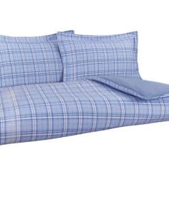 Juego de Funda de Edredón Reversible de -Azul Cuadros