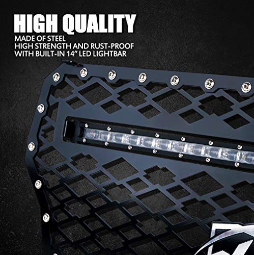 Parrilla delantera de malla de acero negro Xprite con barra - Imagen 6