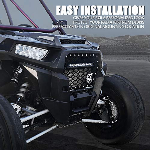 Parrilla delantera de malla de acero negro Xprite con barra - Imagen 4