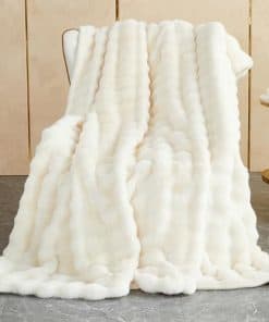 Manta de Piel de Conejo Falso Suave y Cálido Gruesa 1000