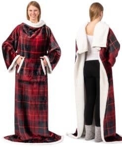 Manta Wearable PAVILIA Sherpa con Mangas y Bolsillo, Manta