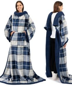 Manta Sherpa con Mangas para Adultos Mujeres Hombres,