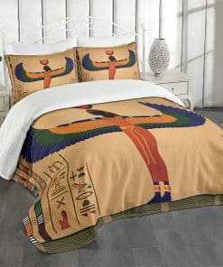 Colcha de cama lunar egipcia, mural retro vintage colorido