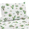 Juego de sábanas gemelas boho acuarela con cactus floral en