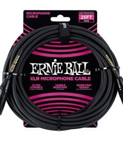 Cable de Micrófono XLR Ernie Ball, 25ft, Negro (P06073)