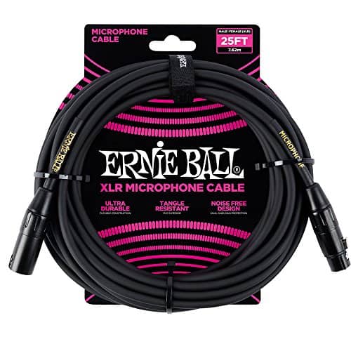 Cable de Micrófono XLR Ernie Ball, 25ft, Negro (P06073)