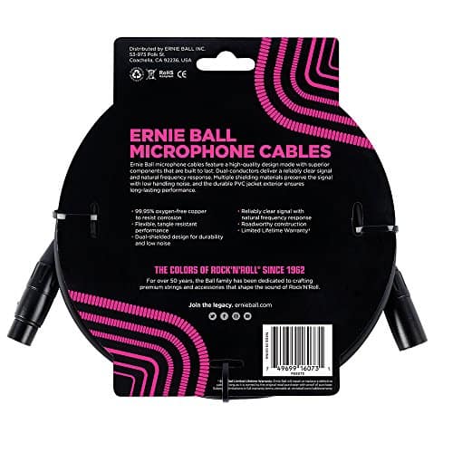 Cable de Micrófono XLR Ernie Ball, 25ft, Negro (P06073) - Imagen 3