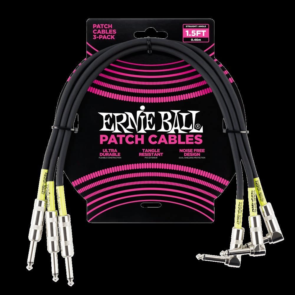 Paquete de 3 Cables Patch Ernie Ball, Recto/Angulado, - Imagen 3