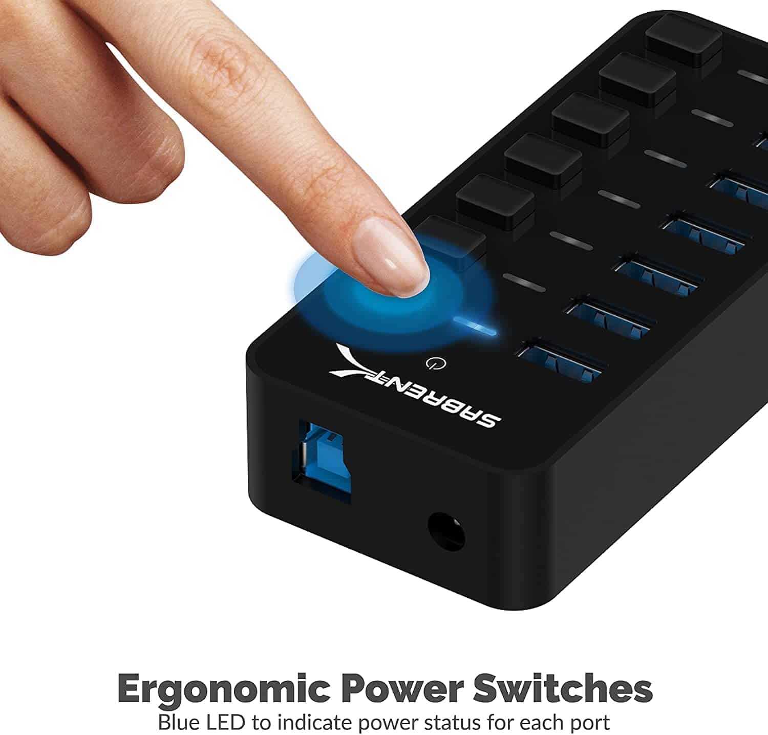 SABRENT 36W 7 Puertos Concentrador USB 3.0 con - Imagen 4