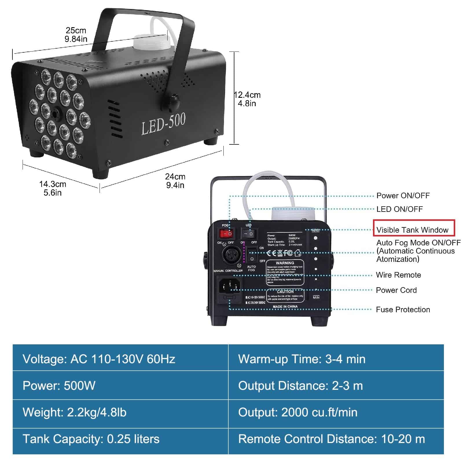 Máquina de Humo upstartech de 500W con 13 Efectos de Luces - Imagen 6