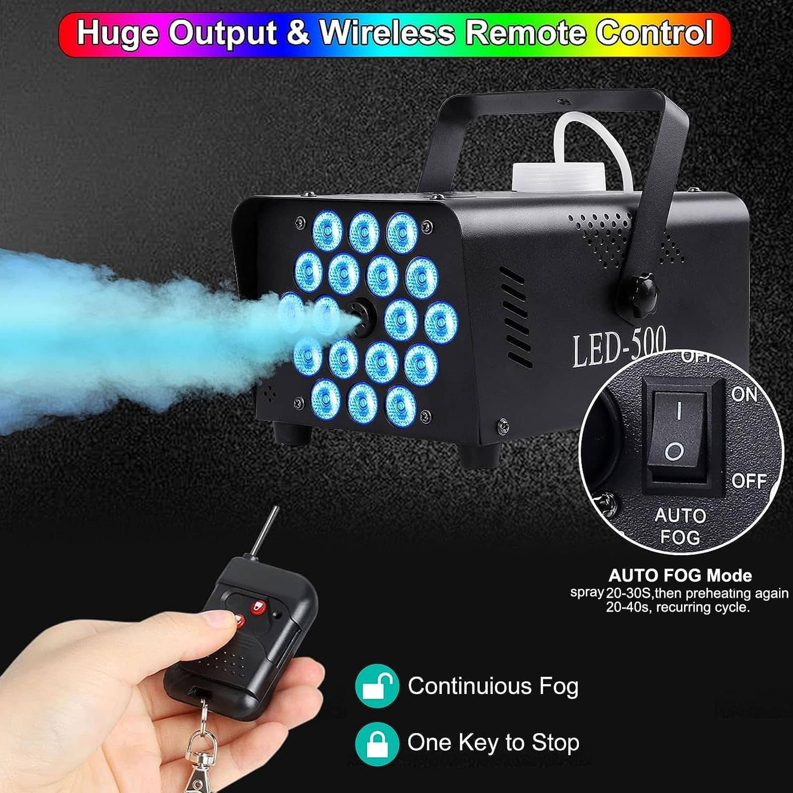 Máquina de Humo upstartech de 500W con 13 Efectos de Luces - Imagen 3
