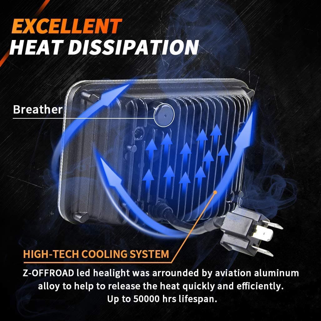 Faros LED Z-OFFROAD 4pcs 60W 4x6 Pulgadas Aprobados por DOT - Imagen 5