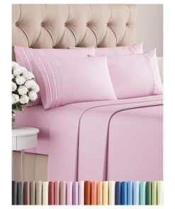 Juego de sábanas de 6 piezas Queen - Cómodas, -Rosa Claro