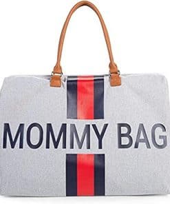 Bolso para Mamá Childhome - Gris Rayas Rojo/Azul