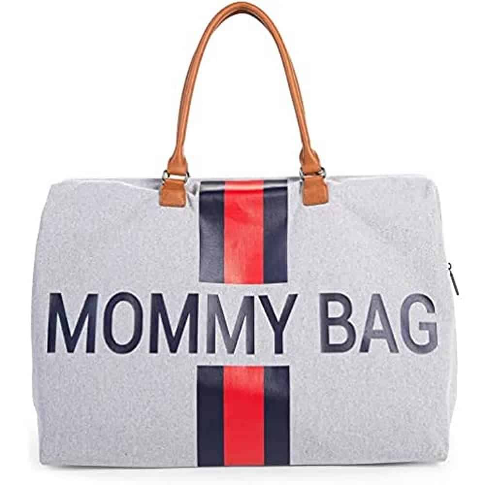 Bolso para Mamá Childhome - Gris Rayas Rojo/Azul