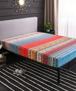 Sábana Ajustable Bohemia Exótica de Rayas, Sábana de Cama