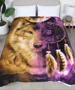 Dawhud Direct Dreamcatcher Wolf Manta de Lana para Cama,
