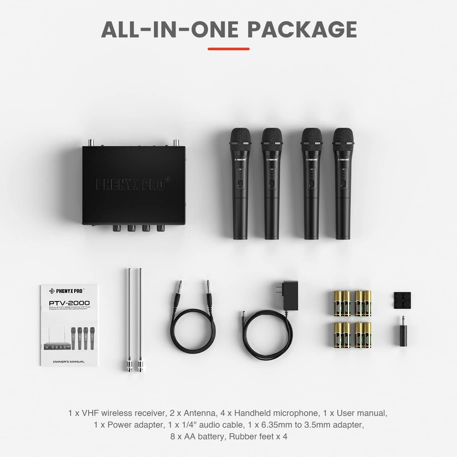 Sistema de Micrófono Inalámbrico Phenyx Pro, 4 Canales de - Imagen 7