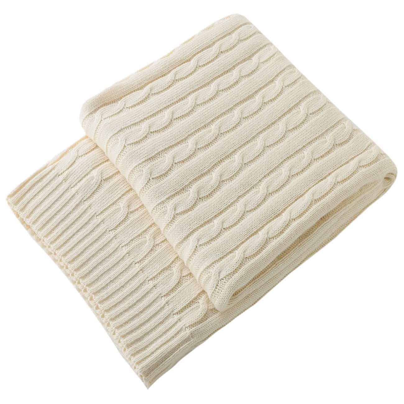 Manta de Lana de Cable 100% Algodón TREELY Súper Suave y