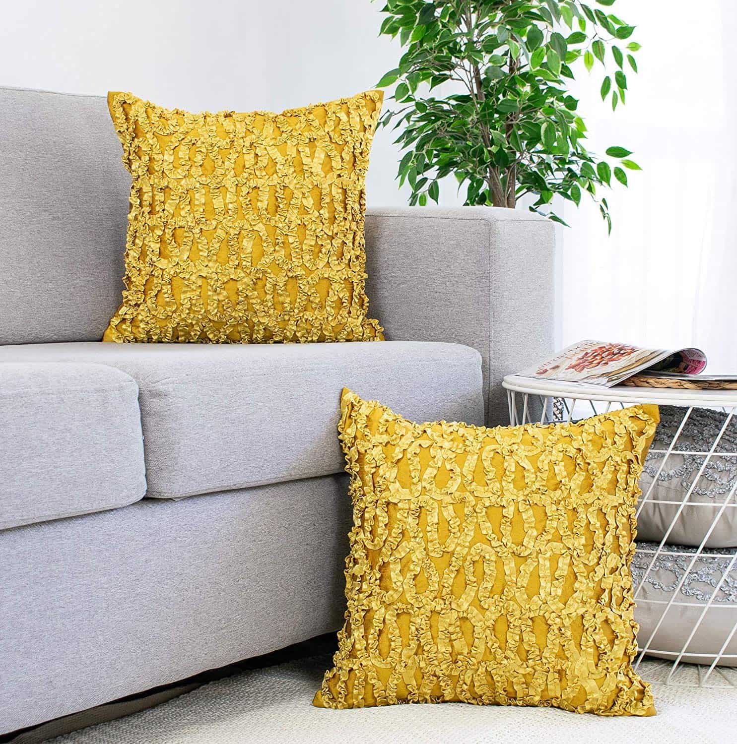 Fundas de Cojín Decorativas Mostaza Amarillo (Trabajo de - Imagen 3