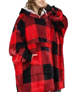 Manta con capucha de franela Catalonia Buffalo Plaid de