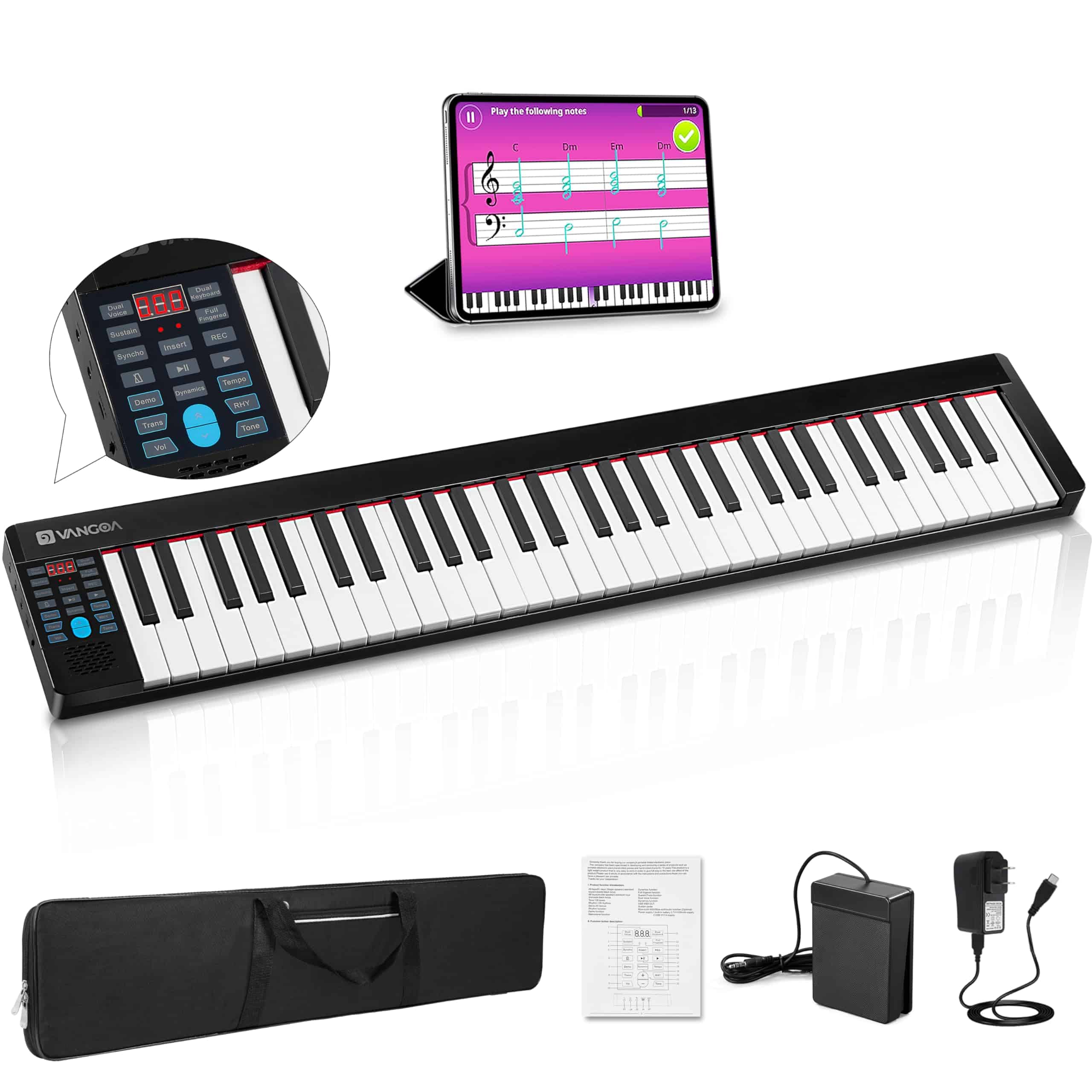 Vangoa 61-Key Lightweight Portable Keyboard, Travel