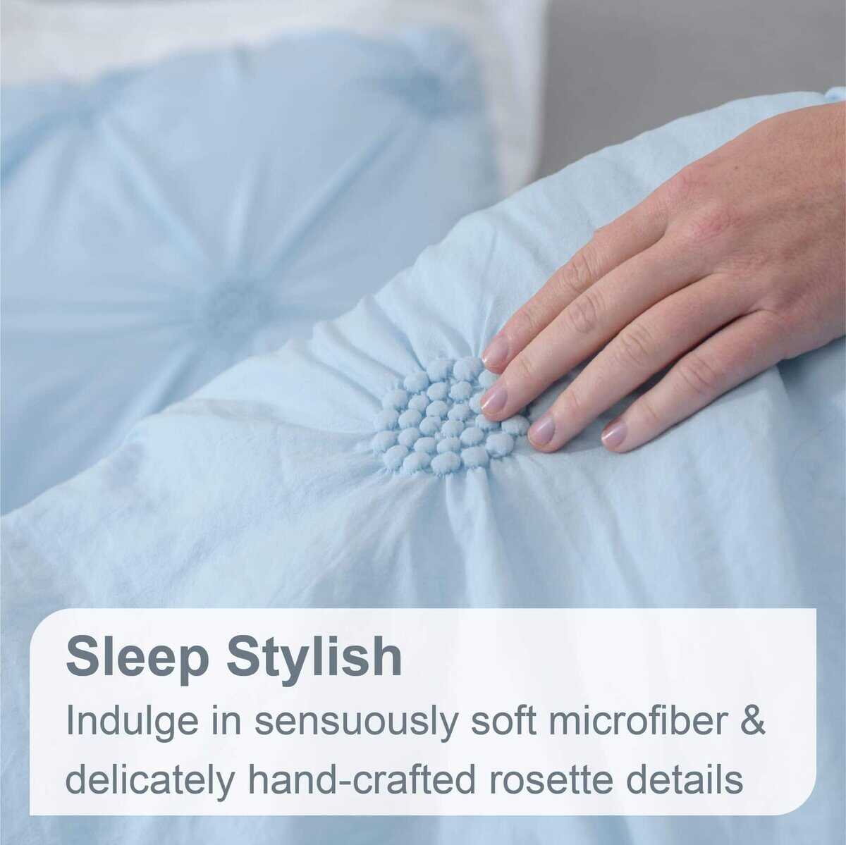 Juego de edredón color azul claro para cama individual/twin - Imagen 3