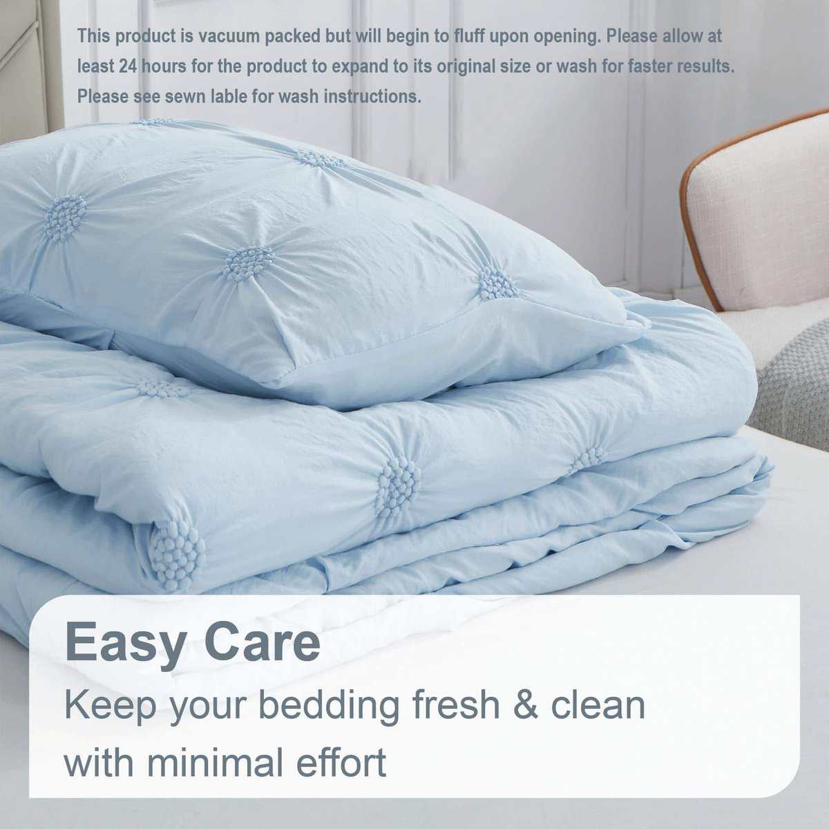 Juego de edredón color azul claro para cama individual/twin - Imagen 5