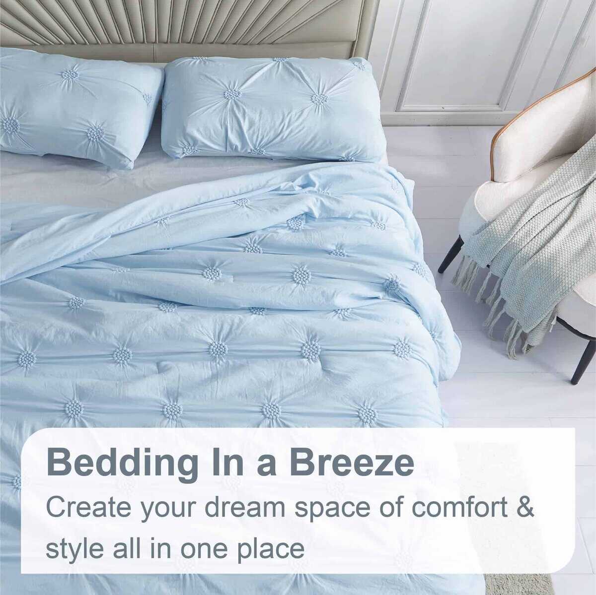 Juego de edredón color azul claro para cama individual/twin - Imagen 9