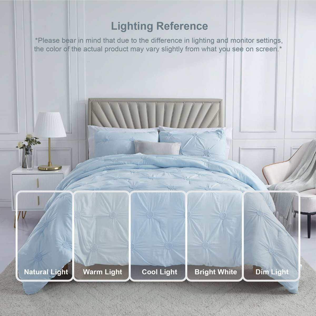 Juego de edredón color azul claro para cama individual/twin - Imagen 6