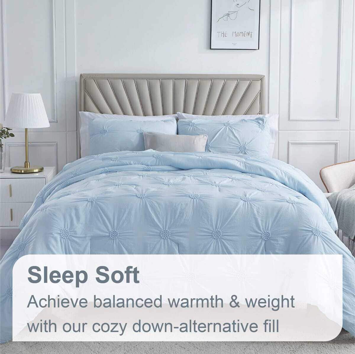 Juego de edredón color azul claro para cama individual/twin - Imagen 4