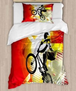 Lunarable Funda de Edredón para Motocross, Silueta del