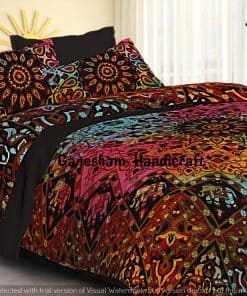 Colcha de Mandala Reversible para Cama de Reina Boho Hippie
