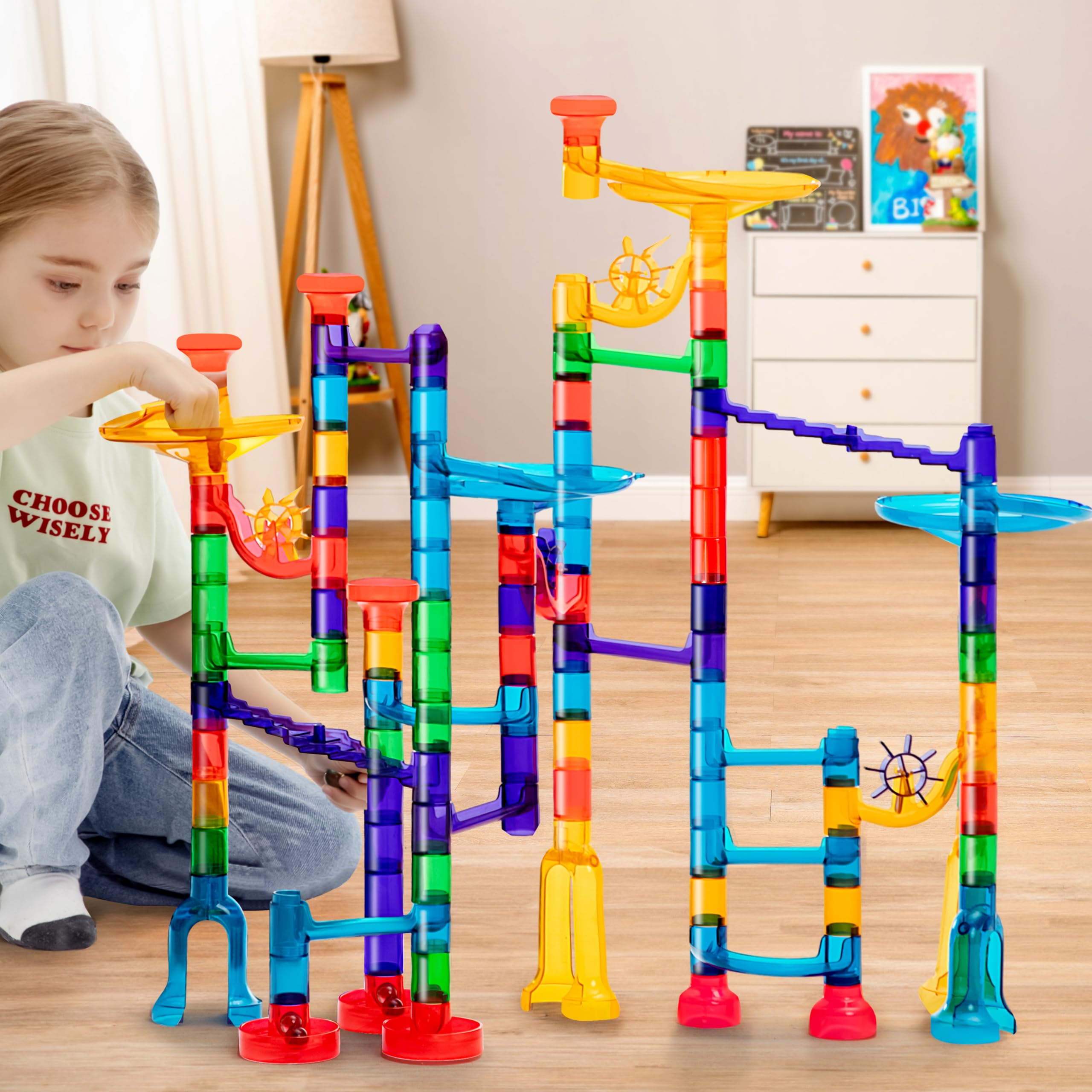 JOYIN 150Pcs Glowing Marble Run- Juego de Bloques de - Imagen 7