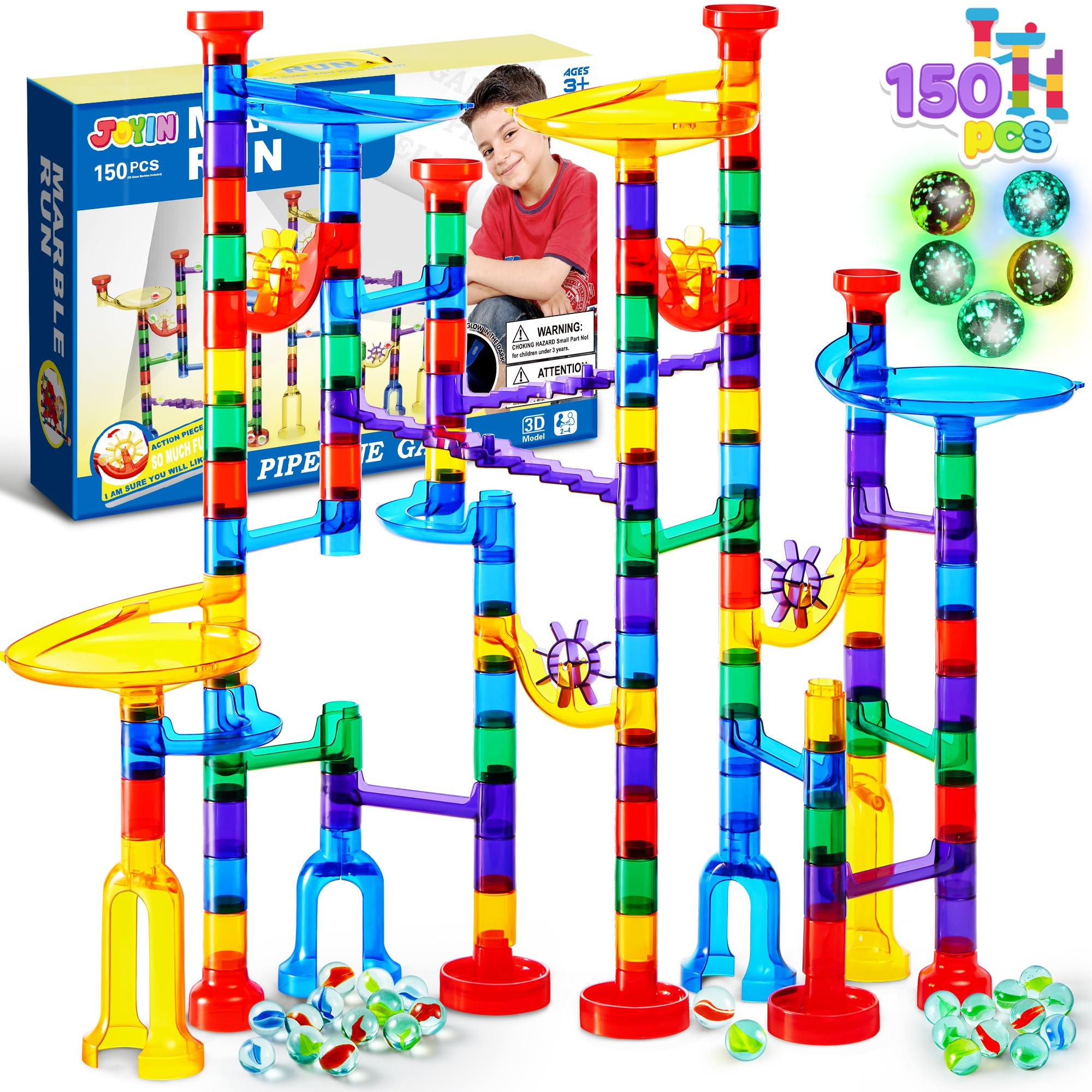 JOYIN 150Pcs Glowing Marble Run- Juego de Bloques de