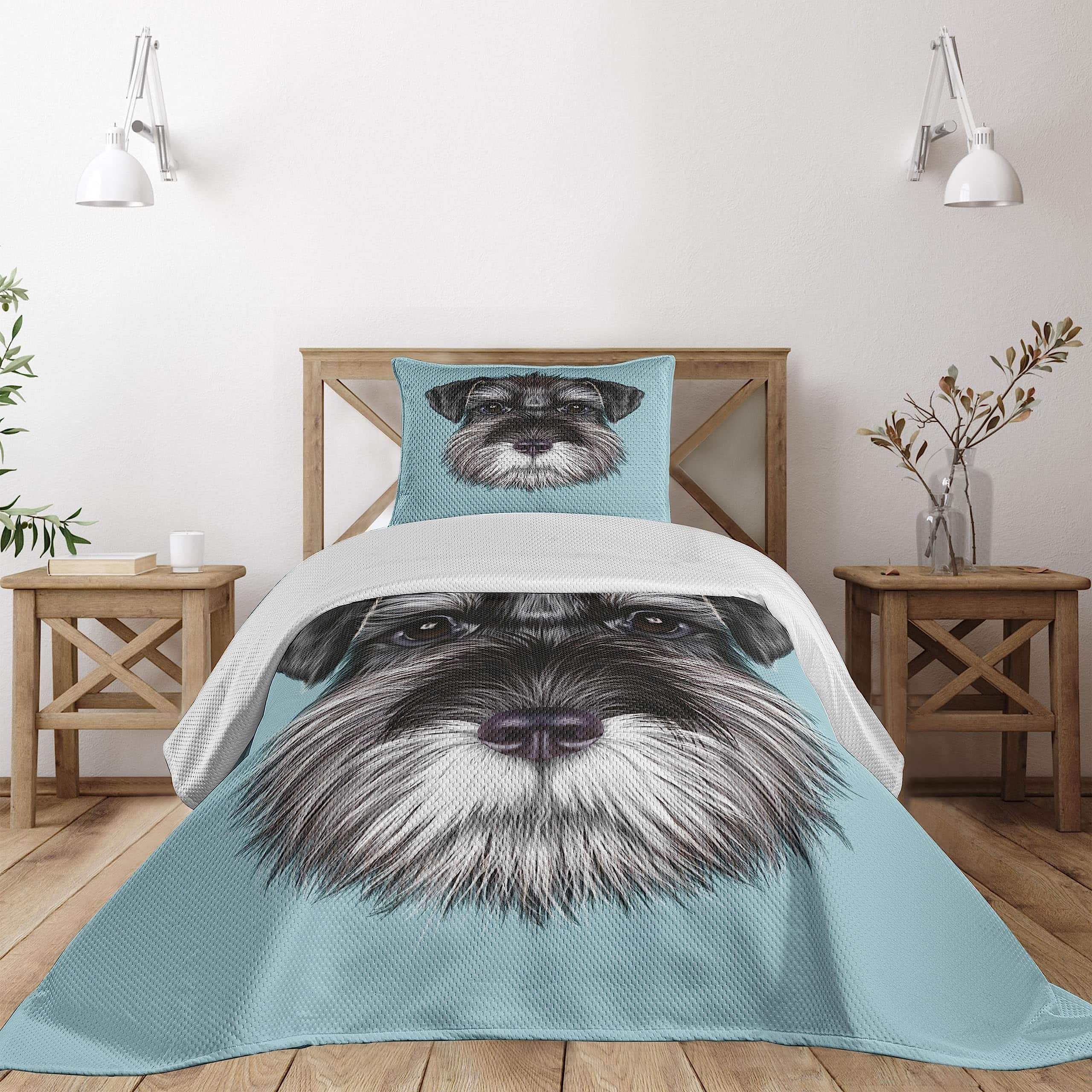 Colcha Lunarable Animal, Ilustración de un Schnauzer en